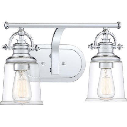 2 Light Bathroom Vanity Light, Polished Chrome