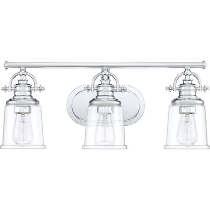 3 Light Bathroom Vanity Light, Polished Chrome