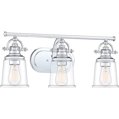 3 Light Bathroom Vanity Light, Polished Chrome