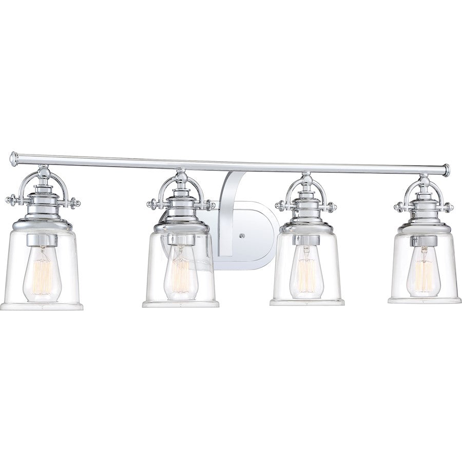 4 Light Bathroom Vanity Light, Polished Chrome