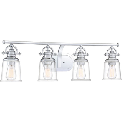 4 Light Bathroom Vanity Light, Polished Chrome