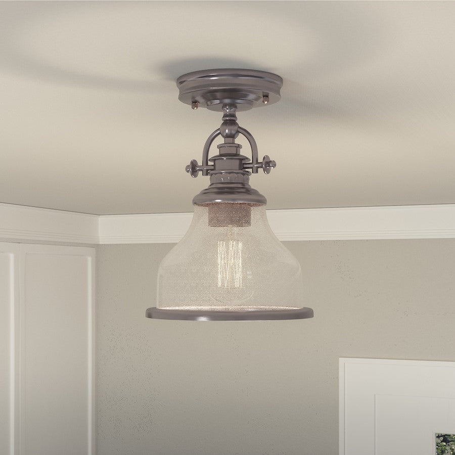 Quoizel Grant 1 Light Semi-Flush Mount, Brushed Nickel