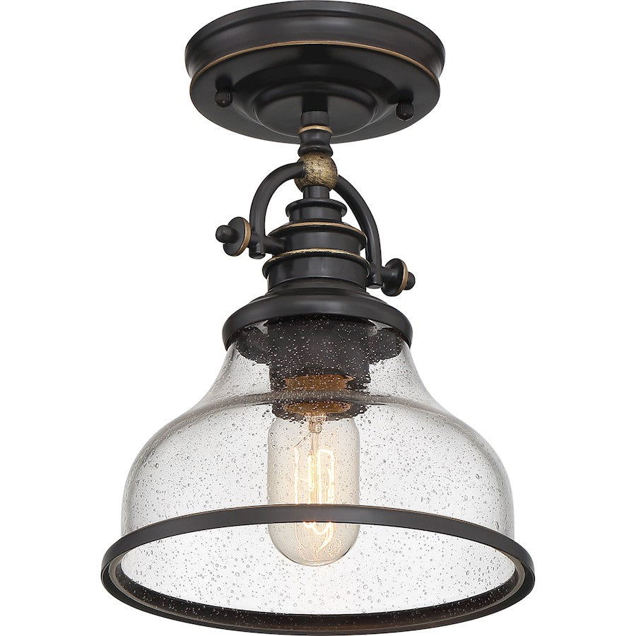 Quoizel Grant 1 Light Semi-Flush Mount, Palladian Bronze