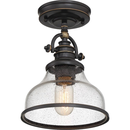 Quoizel Grant 1 Light Semi-Flush Mount, Palladian Bronze