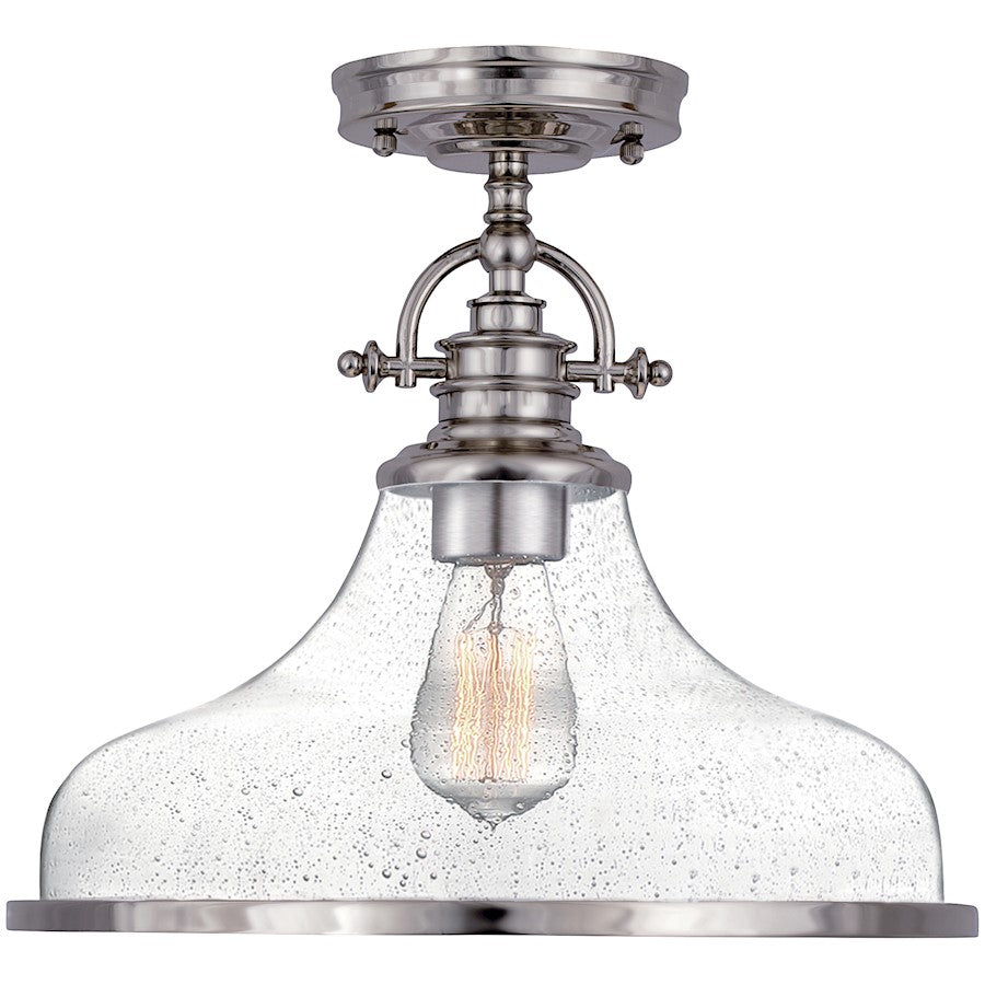 Quoizel Grant 1 Light Semi-Flush Mount, Brushed Nickel