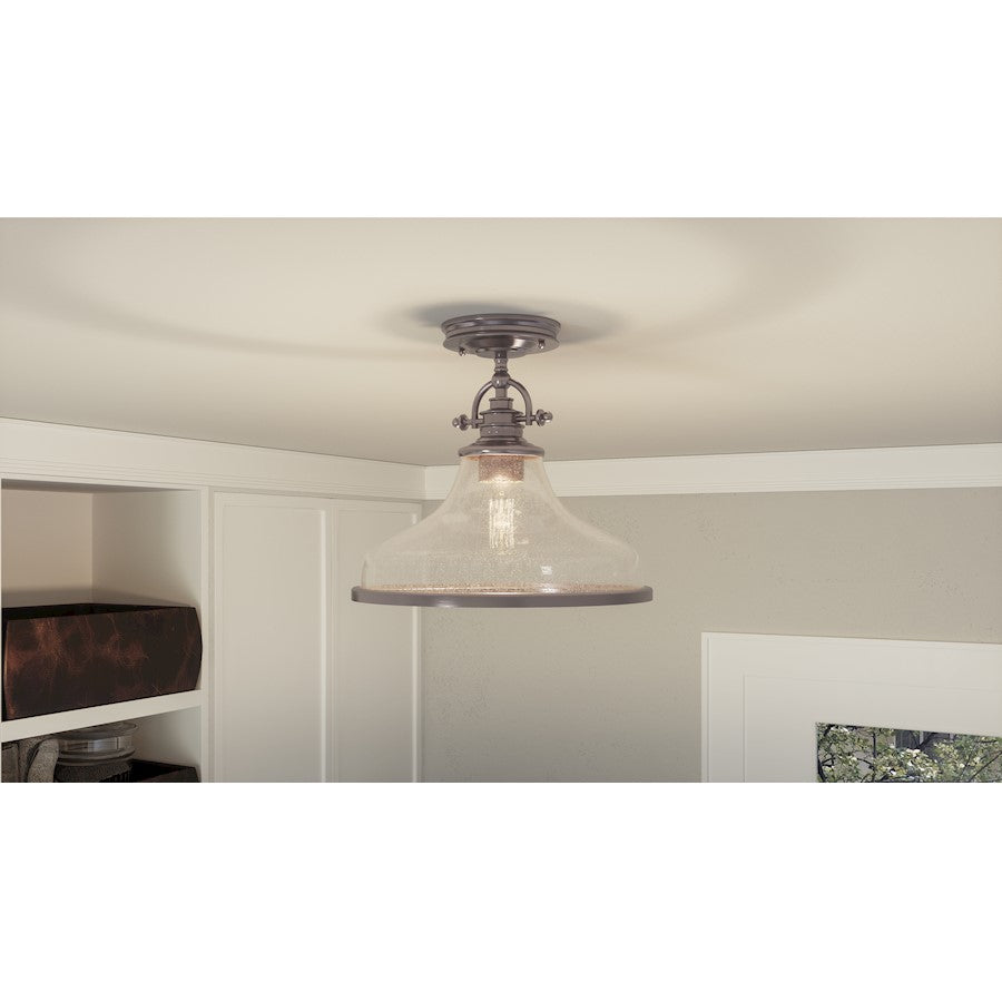 Quoizel Grant 1 Light Semi-Flush Mount, Brushed Nickel