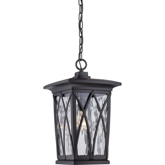 Quoizel Grover 10.5in 1-Light Outdoor Lantern | Craftsman Mystic Black and Clear Water Glass | Front Porch & Entryway | Model GVR1910K