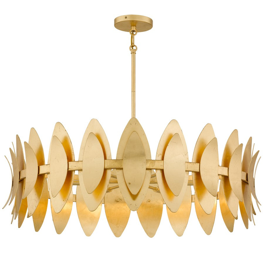 Quoizel Hayley 6-Lt Gold Leaf Pendant, Gold Leaf - HAY2837GFL