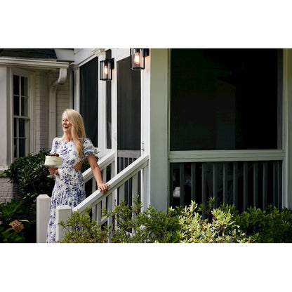 Quoizel Hazel 1 Light Outdoor Lantern, Earth Black/Clear Seeded