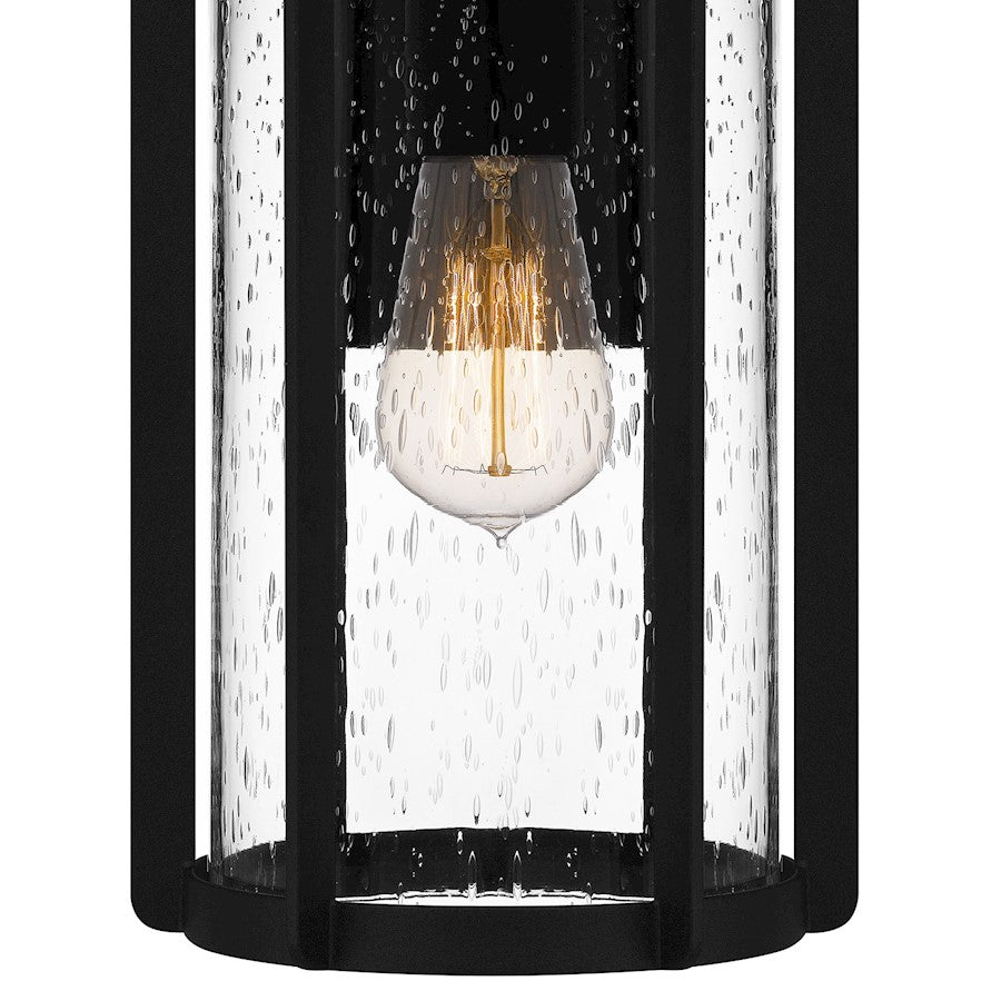 Quoizel Hazel 1 Light Outdoor Lantern, Earth Black/Clear Seeded