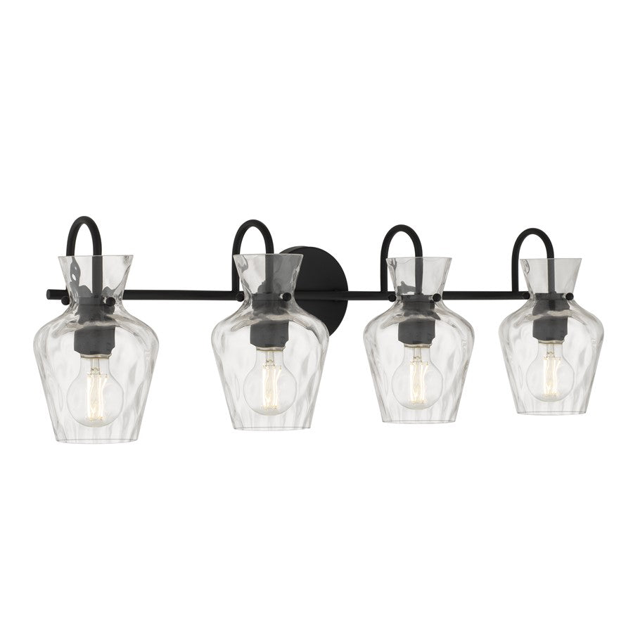 Quoizel Hollis 4-Lt Matte Black Vanity Light, Matte Black - HLL8630MBK