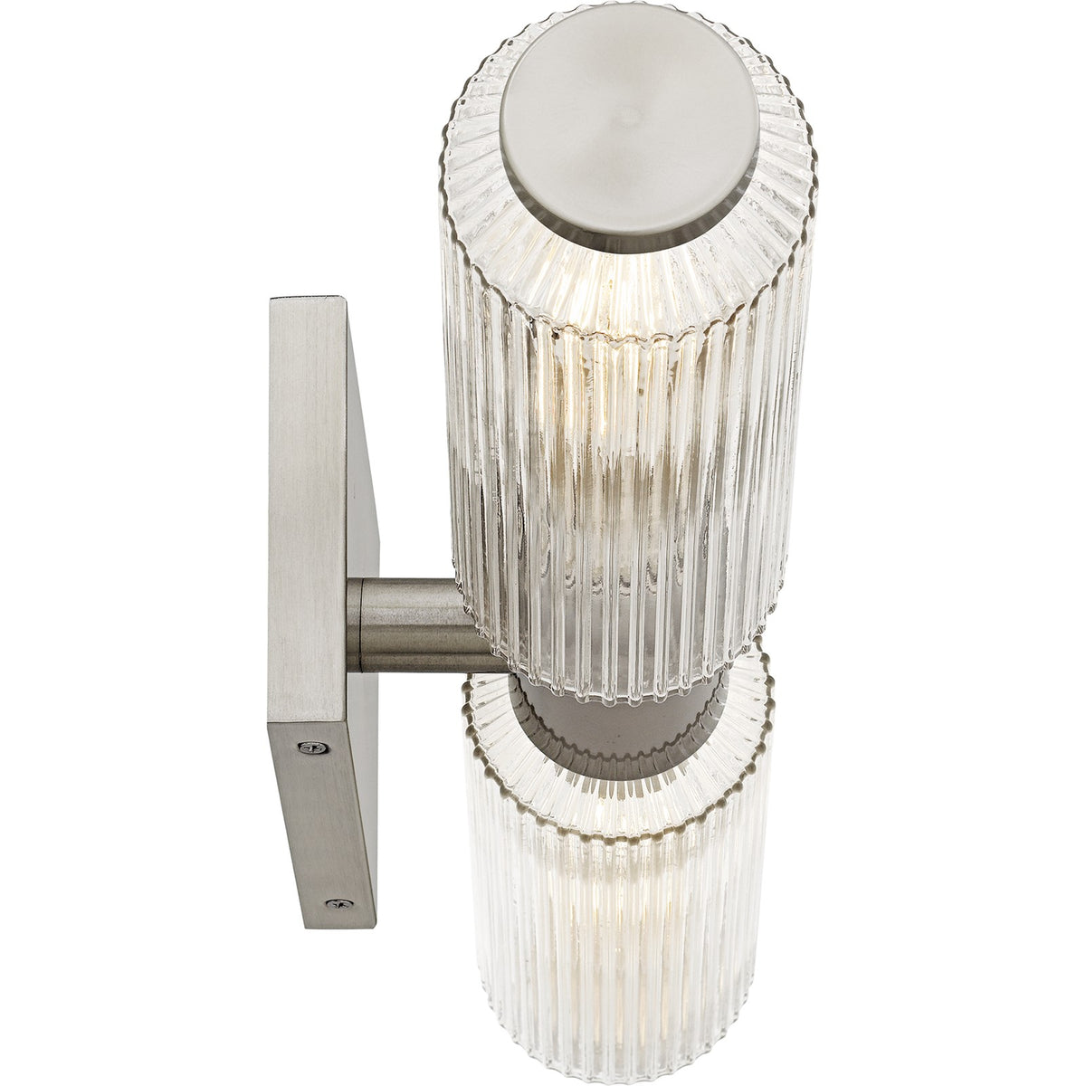 Quoizel Hawes 24in 2-Light Bath Light | Modern Brushed Nickel and Clear Ribbed Glass | Bathroom Vanity & Wall Sconce | Model HWS8524BN