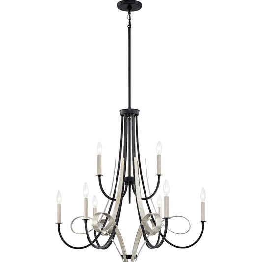 Quoizel Jada 9 Light Chandelier, Matte Black