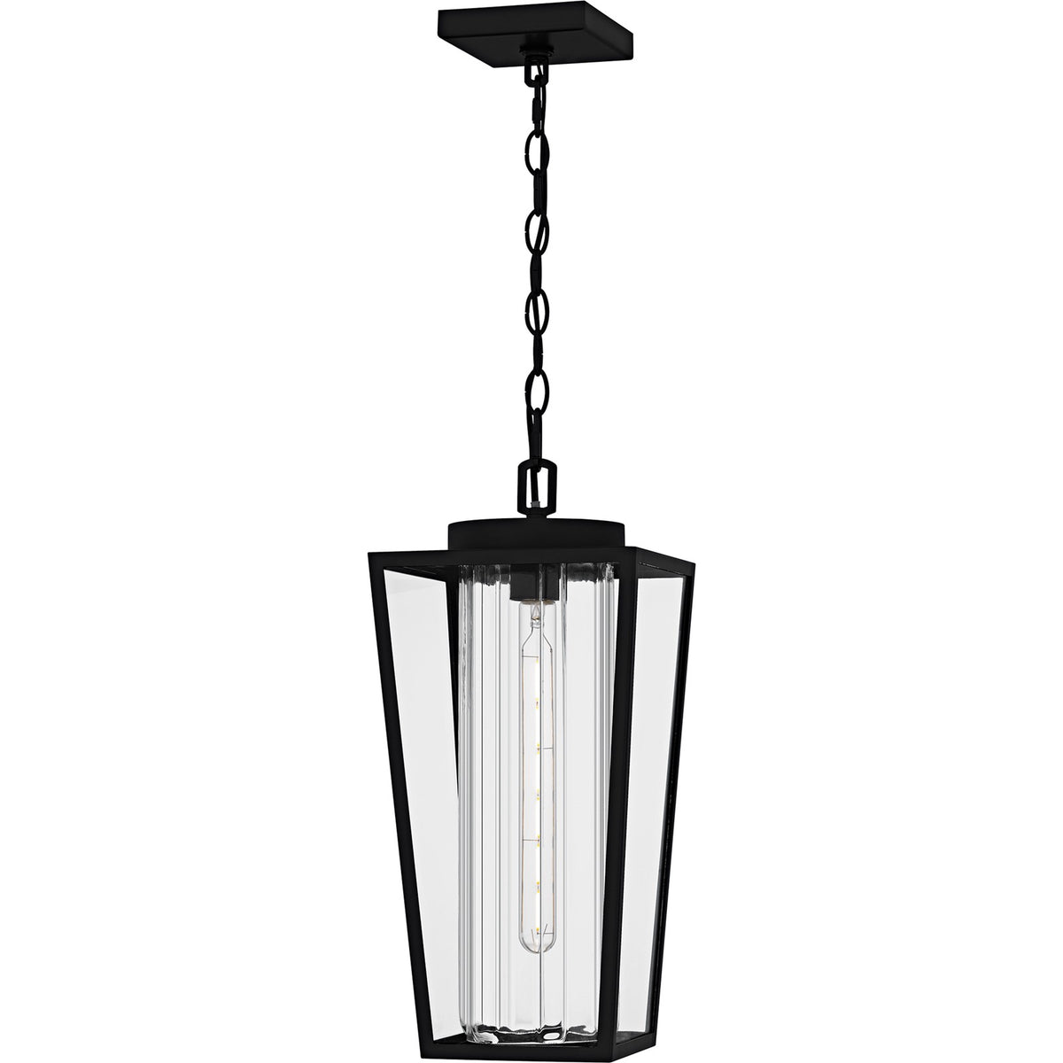 Quoizel Jett 9in 1-Light Mini Pendant | Transitional Matte Black and Clear Glass | Kitchen Island & Bar | 8.5 x 8.5 x 18.75 in | Model JET1509MBK