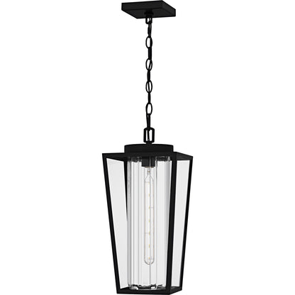 Quoizel Jett 9in 1-Light Mini Pendant | Transitional Matte Black and Clear Glass | Kitchen Island & Bar | 8.5 x 8.5 x 18.75 in | Model JET1509MBK