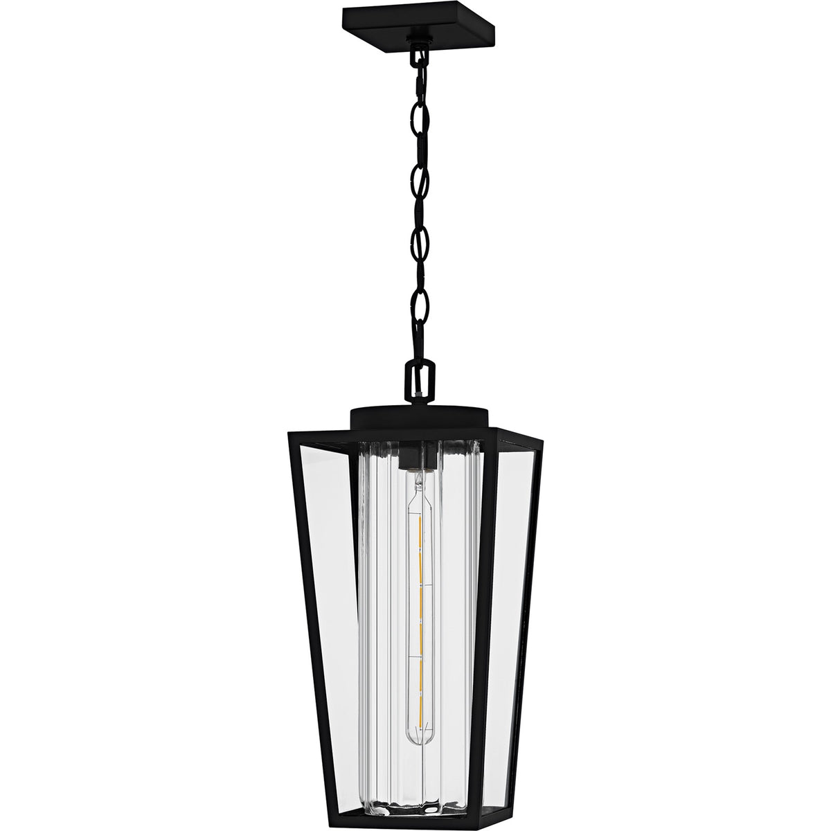 Quoizel Jett 9in 1-Light Mini Pendant | Transitional Matte Black and Clear Glass | Kitchen Island & Bar | 8.5 x 8.5 x 18.75 in | Model JET1509MBK