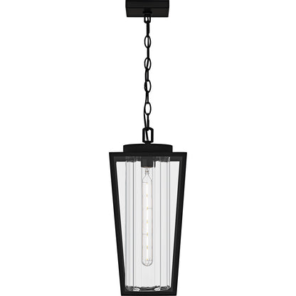 Quoizel Jett 9in 1-Light Mini Pendant | Transitional Matte Black and Clear Glass | Kitchen Island & Bar | 8.5 x 8.5 x 18.75 in | Model JET1509MBK