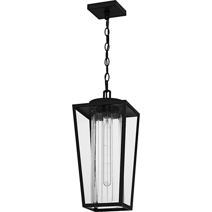 Quoizel Jett 9in 1-Light Mini Pendant | Transitional Matte Black and Clear Glass | Kitchen Island & Bar | 8.5 x 8.5 x 18.75 in | Model JET1509MBK