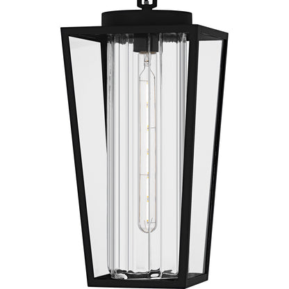 Quoizel Jett 9in 1-Light Mini Pendant | Transitional Matte Black and Clear Glass | Kitchen Island & Bar | 8.5 x 8.5 x 18.75 in | Model JET1509MBK