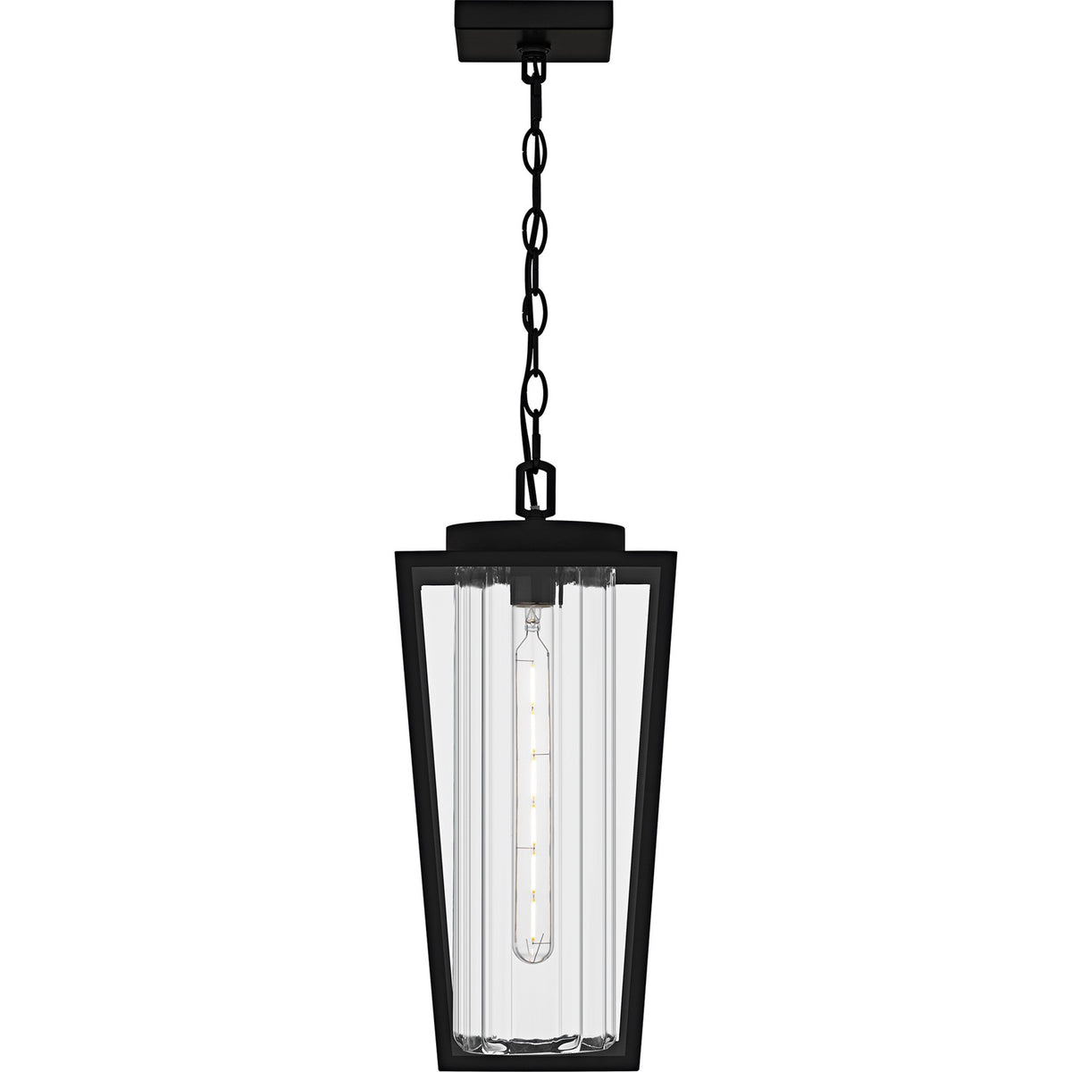 Quoizel Jett 9in 1-Light Outdoor Hanging Lantern | Transitional Matte Black and Clear Glass | Covered Patio & Entryway | Model JET1909MBK