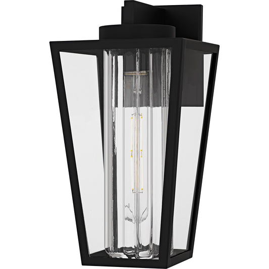 Quoizel Jett 8in 1-Light Outdoor Wall Lantern | Transitional Matte Black and Clear Glass | Entryway & Walkway | 7 x 7.75 x 13.5 in | Model JET8407MBK
