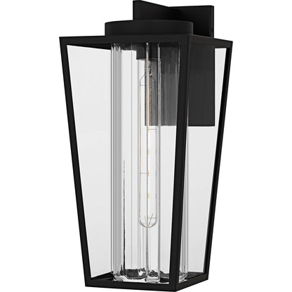 Quoizel Jett 18in 1-Light Outdoor Wall Lantern | Transitional Matte Black and Clear Glass | Entryway & Walkway | 9.75 x 8.5 x 18 in | Model JET8409MBK