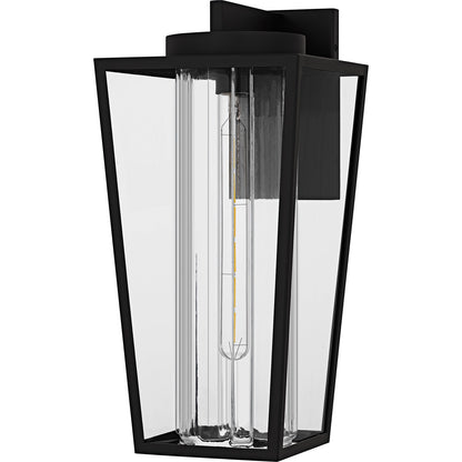 Quoizel Jett 18in 1-Light Outdoor Wall Lantern | Transitional Matte Black and Clear Glass | Entryway & Walkway | 9.75 x 8.5 x 18 in | Model JET8409MBK