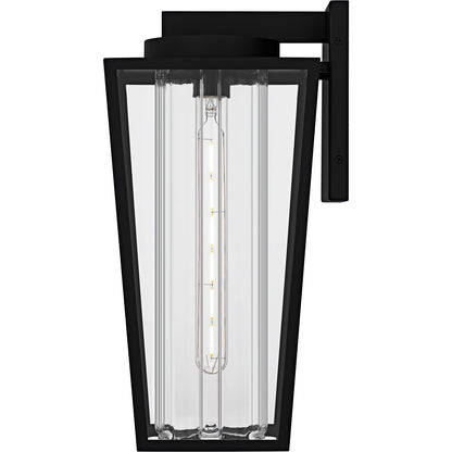 Quoizel Jett 18in 1-Light Outdoor Wall Lantern | Transitional Matte Black and Clear Glass | Entryway & Walkway | 9.75 x 8.5 x 18 in | Model JET8409MBK