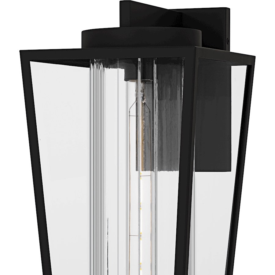Quoizel Jett 18in 1-Light Outdoor Wall Lantern | Transitional Matte Black and Clear Glass | Entryway & Walkway | 9.75 x 8.5 x 18 in | Model JET8409MBK