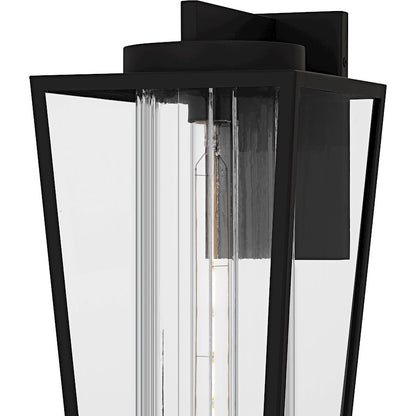 Quoizel Jett 18in 1-Light Outdoor Wall Lantern | Transitional Matte Black and Clear Glass | Entryway & Walkway | 9.75 x 8.5 x 18 in | Model JET8409MBK