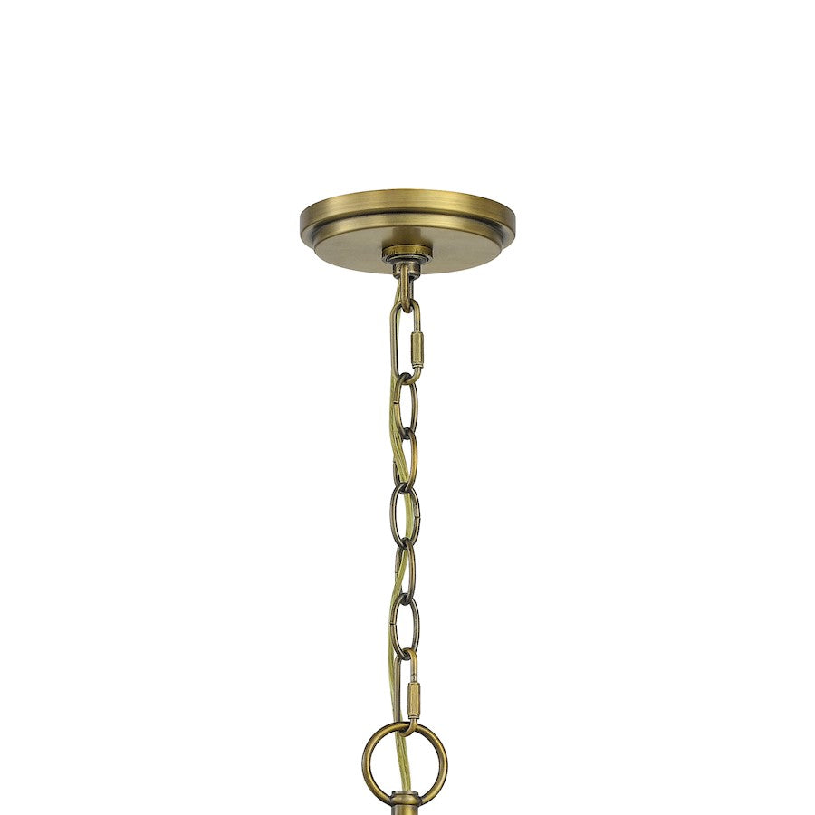 Quoizel Joules 25in 5-Light Chandelier | Traditional Aged Brass Steel with Crystal Drops | Dining Room & Foyer | 25 x 25 x 24.25 in | Model JOU5025AB