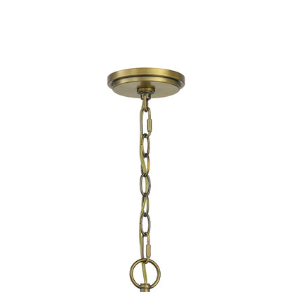 Quoizel Joules 25in 5-Light Chandelier | Traditional Aged Brass Steel with Crystal Drops | Dining Room & Foyer | 25 x 25 x 24.25 in | Model JOU5025AB