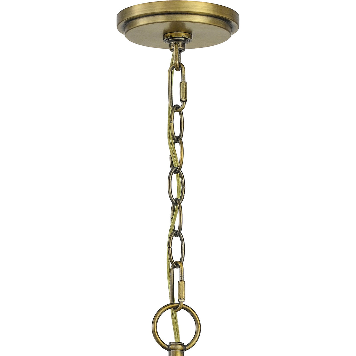 Quoizel Joules 32in 9-Light Chandelier | Traditional Aged Brass Steel with Crystal Drops | Dining Room & Foyer | 32 x 32 x 31 in | Model JOU5032AB