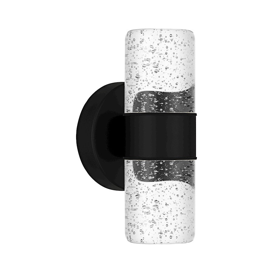 Quoizel Kaia LED 9" Outdoor Lantern, Matte Black/Clear Bubble Glass