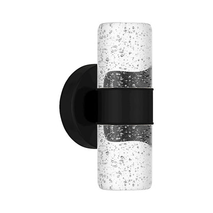 Quoizel Kaia LED 9" Outdoor Lantern, Matte Black/Clear Bubble Glass