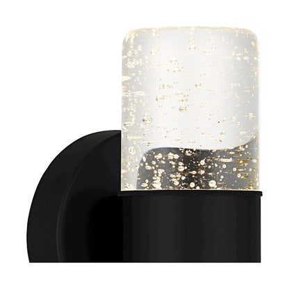 Quoizel Kaia LED 9" Outdoor Lantern, Matte Black/Clear Bubble Glass
