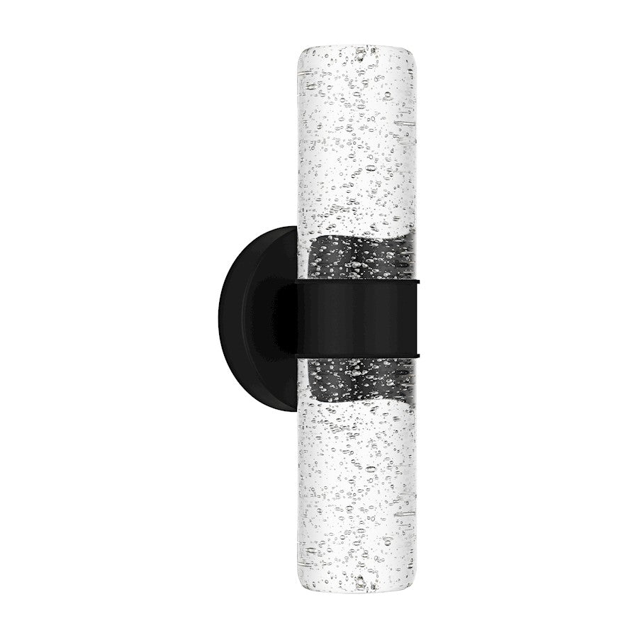 Quoizel Kaia LED 14" Outdoor Lantern, Black/Clear Bubble Glass