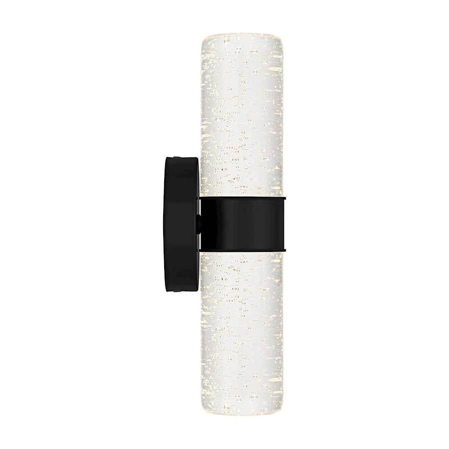 Quoizel Kaia LED 14" Outdoor Lantern, Black/Clear Bubble Glass