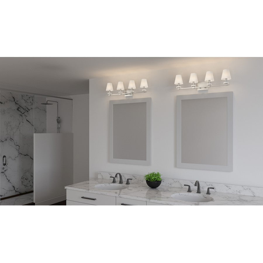 Quoizel Kelsey Glen 4 Light Bath Vanity, Polished Nickel/Etched