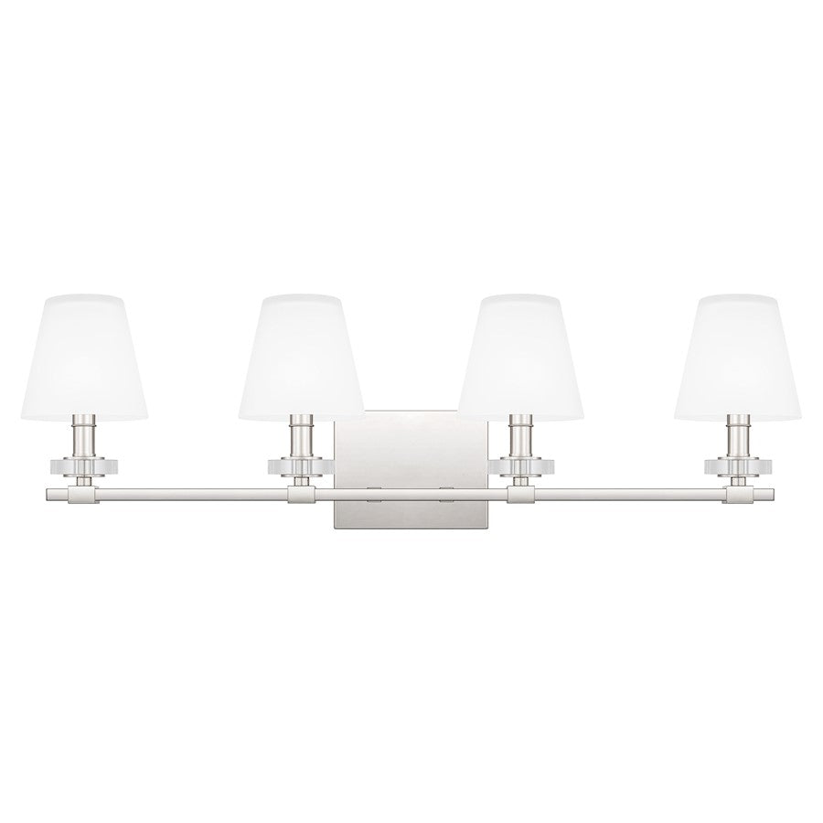 Quoizel Kelsey Glen 4 Light Bath Vanity, Polished Nickel/Etched