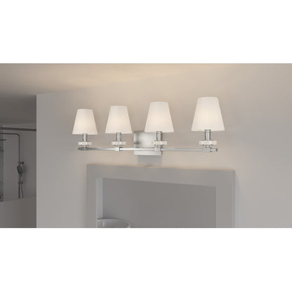 Quoizel Kelsey Glen 4 Light Bath Vanity, Polished Nickel/Etched