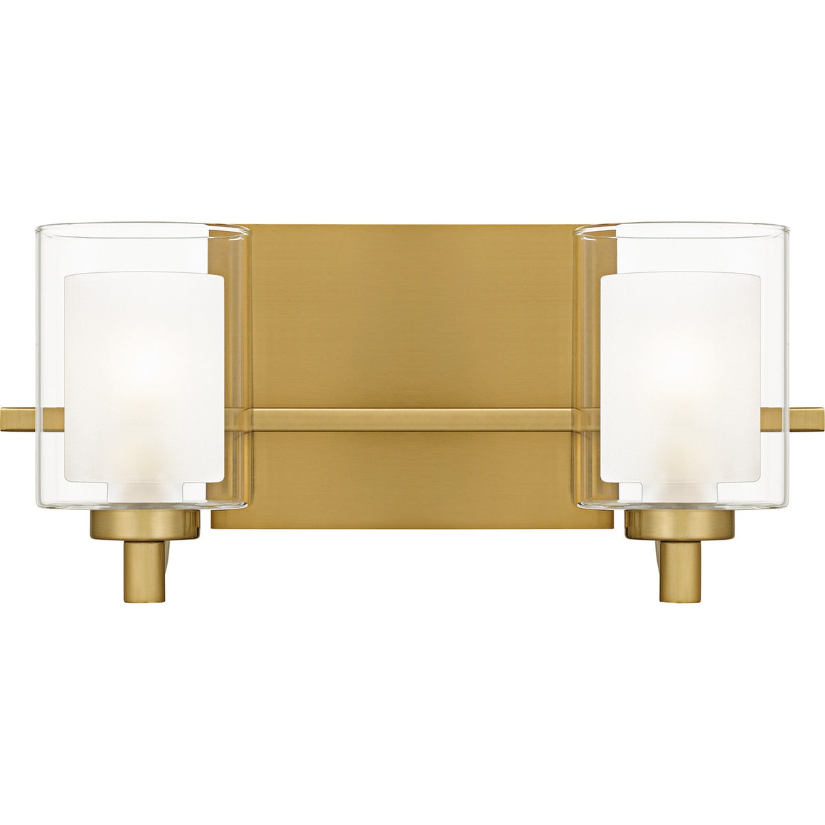 Quoizel Kolt 13in 2-Light Vanity Light | Modern Brushed Gold and Clear Glass | Bathroom & Powder Room | 13 x 6.25 x 6 in | Model KLT8602BRGLED