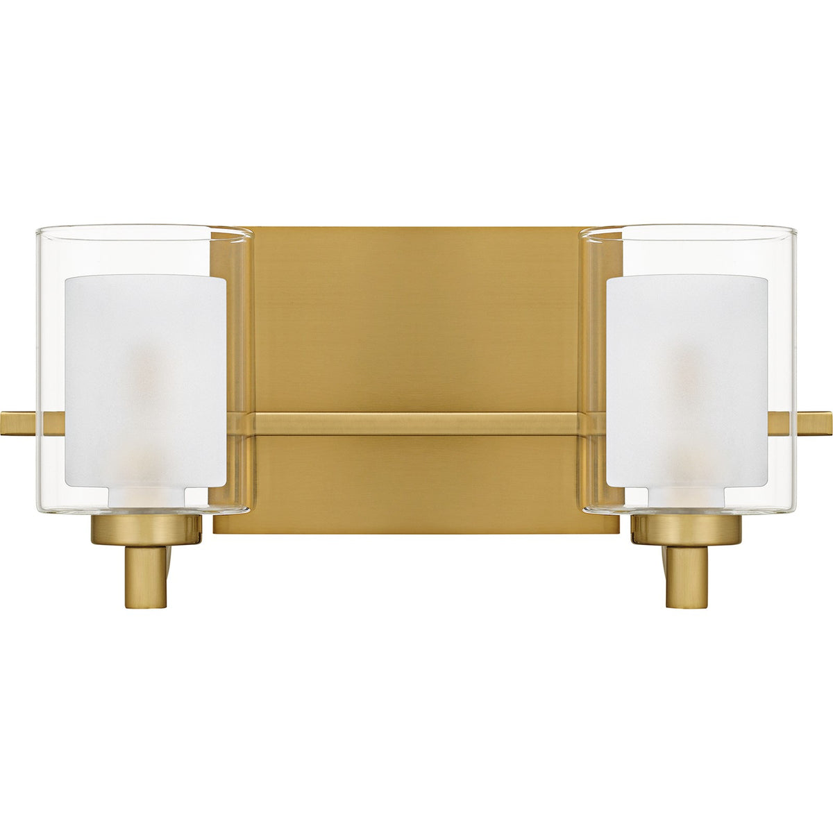Quoizel Kolt 13in 2-Light Vanity Light | Modern Brushed Gold and Clear Glass | Bathroom & Powder Room | 13 x 6.25 x 6 in | Model KLT8602BRGLED