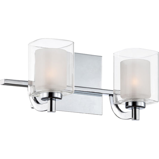 Quoizel Kolt 13in 2-Light Vanity Light | Modern Polished Chrome and Clear Glass | Bathroom & Powder Room | 13 x 6.25 x 6 in | Model KLT8602CLED