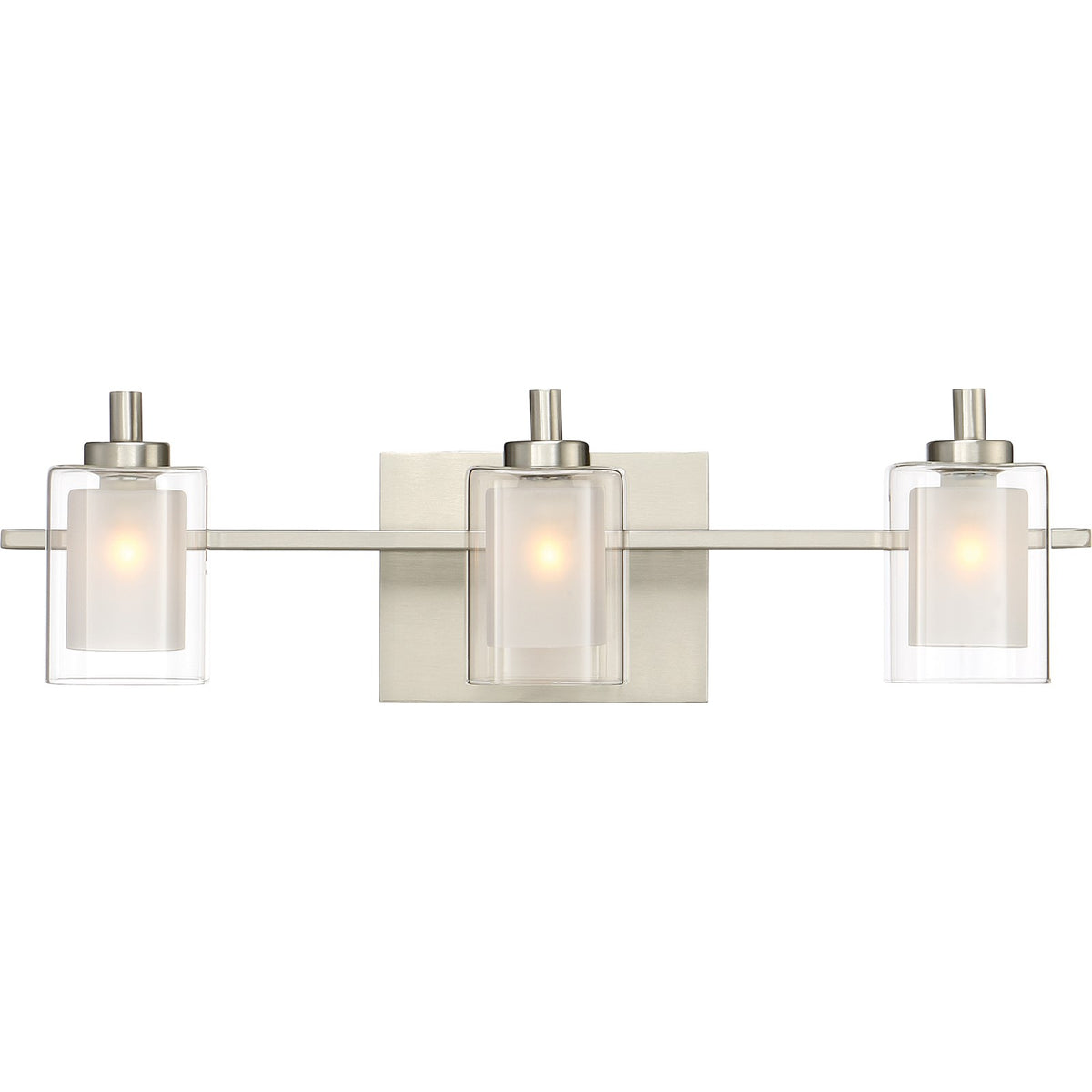 Quoizel Kolt 21in 3-Light Vanity Light | Modern Brushed Nickel and Clear Glass | Bathroom & Powder Room | 21 x 6.25 x 6 in | Model KLT8603BNLED