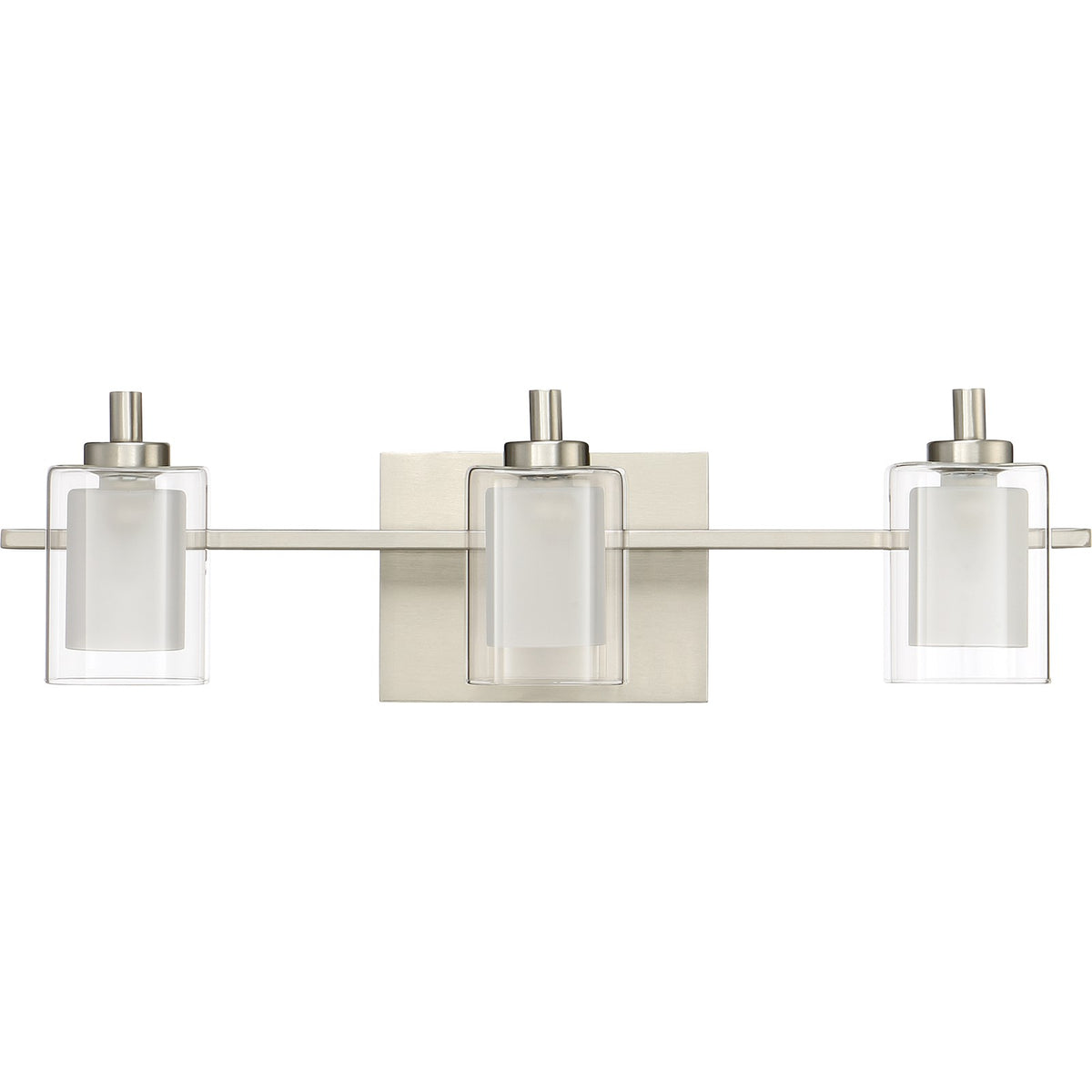 Quoizel Kolt 21in 3-Light Vanity Light | Modern Brushed Nickel and Clear Glass | Bathroom & Powder Room | 21 x 6.25 x 6 in | Model KLT8603BNLED