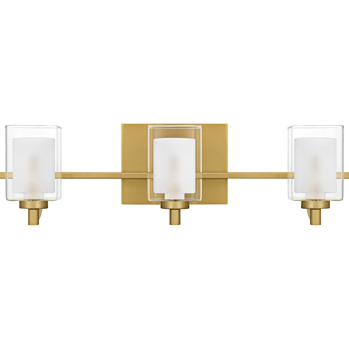 Quoizel Kolt 21in 3-Light Vanity Light | Modern Brushed Gold and Clear Glass | Bathroom & Powder Room | 21 x 6.25 x 6 in | Model KLT8603BRGLED
