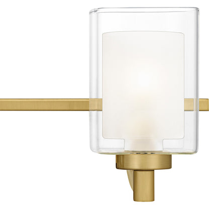 Quoizel Kolt 21in 3-Light Vanity Light | Modern Brushed Gold and Clear Glass | Bathroom & Powder Room | 21 x 6.25 x 6 in | Model KLT8603BRGLED