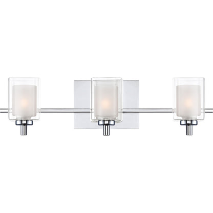 Quoizel Kolt 21in 3-Light Vanity Light | Modern Polished Chrome and Clear Glass | Bathroom Vanity & Powder Room | 21 x 6.25 x 6 in | Model KLT8603CLED