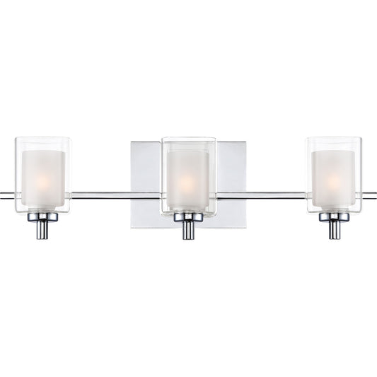 Quoizel Kolt 21in 3-Light Vanity Light | Modern Polished Chrome and Clear Glass | Bathroom Vanity & Powder Room | 21 x 6.25 x 6 in | Model KLT8603CLED